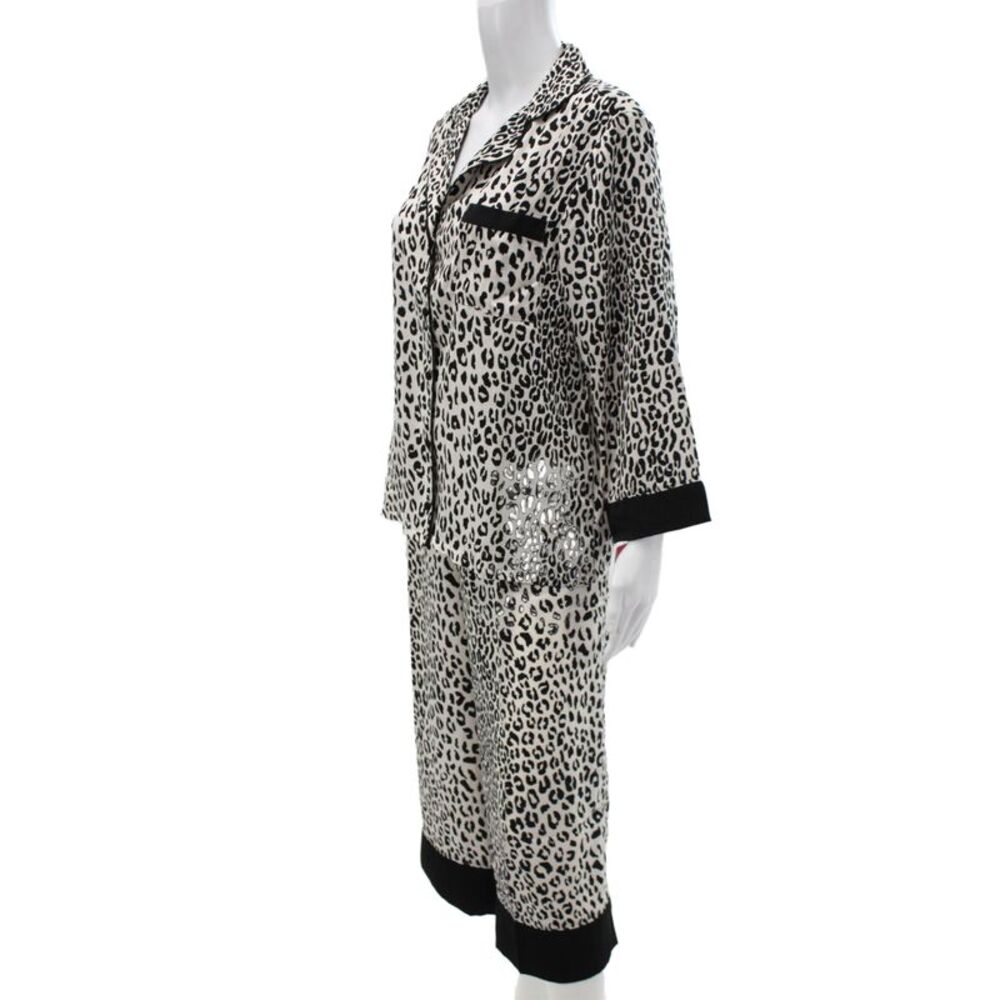 Kate Spade Women's Long Sleeves Two Piece Pants Pajama Set Animal Print Size L_2